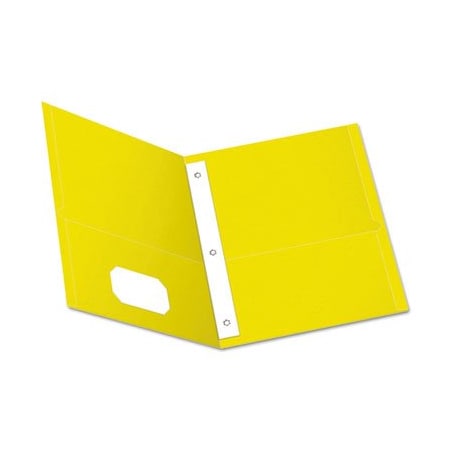Tops Business Forms Oxford, Twin-Pocket Folders With 3 Fasteners, Letter, 1/2in Capacity, Yellow, 25PK 57709